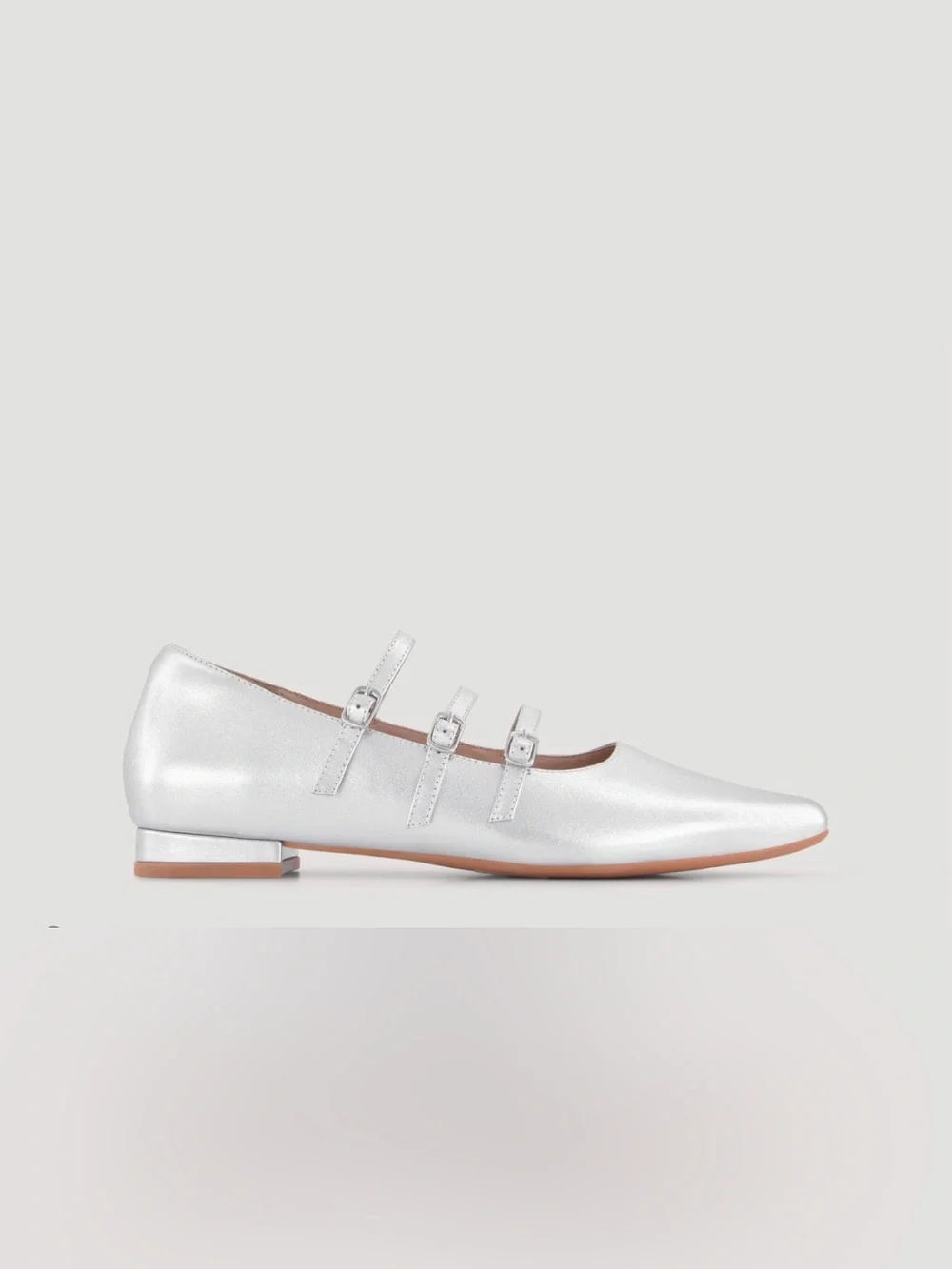 BARED Partridge 2 Silver Leather Ballet Flats